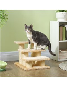 PawHut Pet Stairs 3-step Pet Ladder Cat dog Stairs Climb Ladder Cat Tree, Beige 2
