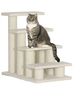 PawHut Dog Steps for Bed 4 Step Pet Stairs for Sofa Dog Cat Climb Ladder 63x43x60 cm Cream