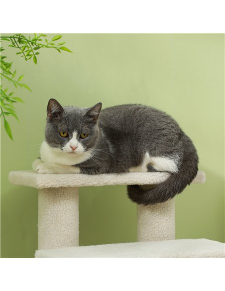 PawHut Dog Steps for Bed 4 Step Pet Stairs for Sofa Dog Cat Climb Ladder 63x43x60 cm Cream - pic 147682 | FastDaddyshop