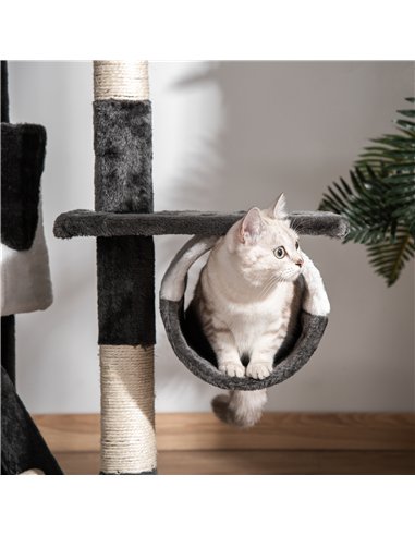 PawHut Floor-to-Ceiling Cat Tree for Indoor Cats, 240-260cm Adjustable Cat Tree - White