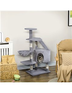 PawHut Cat Tree for Indoor Cats Kitten Scratching Post Scratch Scratcher Climb Activity Center Play House Pet Furniture 125cm (G 2