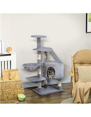 PawHut Cat Tree for Indoor Cats Kitten Scratching Post Scratch Scratcher Climb Activity Center Play House Pet Furniture 125cm (G