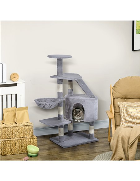 PawHut Cat Tree for Indoor Cats Kitten Scratching Post Scratch Scratcher Climb Activity Center Play House Pet Furniture 125cm (G - pic 147693 | FastDaddyshop