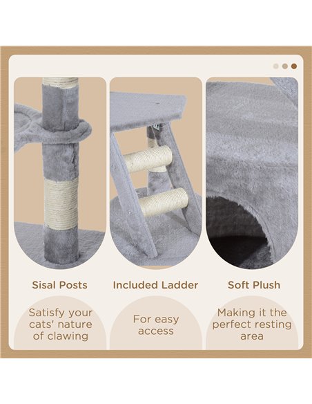 PawHut Cat Tree for Indoor Cats Kitten Scratching Post Scratch Scratcher Climb Activity Center Play House Pet Furniture 125cm (G - pic 147696 | FastDaddyshop