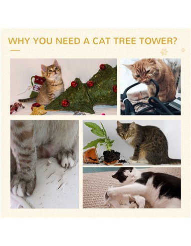 PawHut 100 cm Cat Tree for Indoor Cats Kitten Scratch Scratching Post Climbing Tower Activity Centre Grey