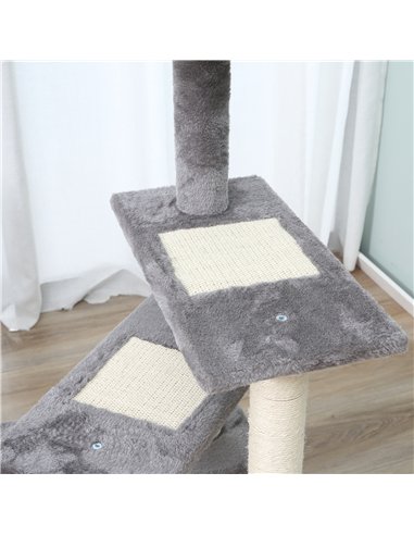 PawHut 100 cm Cat Tree for Indoor Cats Kitten Scratch Scratching Post Climbing Tower Activity Centre Grey