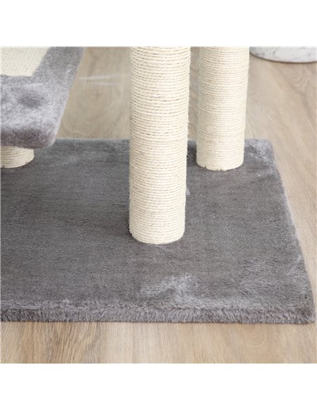 PawHut 100 cm Cat Tree for Indoor Cats Kitten Scratch Scratching Post Climbing Tower Activity Centre Grey - pic 147727 | FastDaddyshop