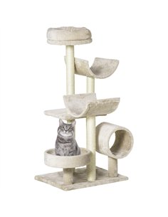 PawHut Cat Tree for Indoor Cats Kitten Pet Scratching Post Perch Activity Center Scratcher Climb Post Play House Arch with Tunne