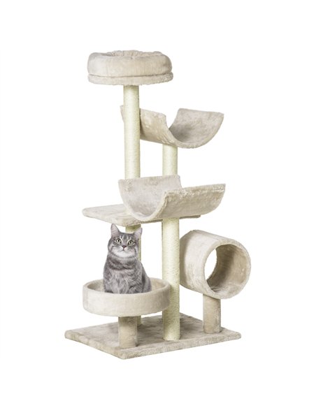 PawHut Cat Tree for Indoor Cats Kitten Pet Scratching Post Perch Activity Center Scratcher Climb Post Play House Arch with Tunne - pic 147728 | FastDaddyshop