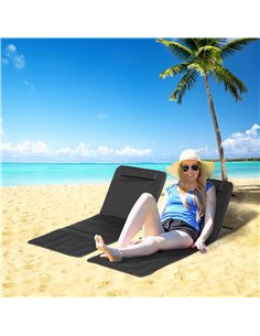 Outsunny Set of 2 Foldable Garden Beach Chair Mat, Sun Lounger Seats with Carry Bag, Black 2