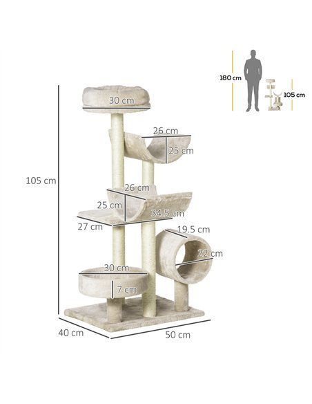 PawHut Cat Tree for Indoor Cats Kitten Pet Scratching Post Perch Activity Center Scratcher Climb Post Play House Arch with Tunne - pic 147730 | FastDaddyshop