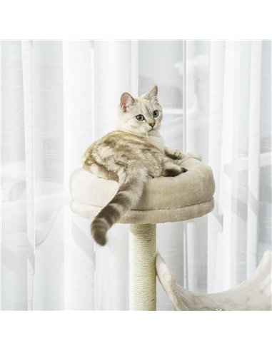 PawHut Cat Tree for Indoor Cats Kitten Pet Scratching Post Perch Activity Center Scratcher Climb Post Play House Arch with Tunne