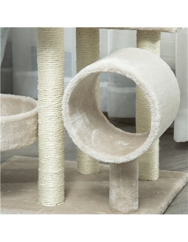 PawHut Cat Tree for Indoor Cats Kitten Pet Scratching Post Perch Activity Center Scratcher Climb Post Play House Arch with Tunne