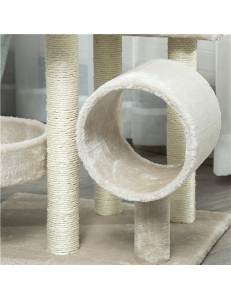 PawHut Cat Tree for Indoor Cats Kitten Pet Scratching Post Perch Activity Center Scratcher Climb Post Play House Arch with Tunne - pic 147736 | FastDaddyshop