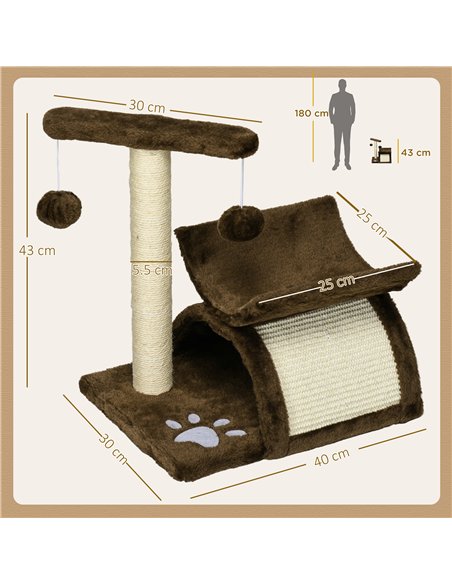 PawHut Cat Tree, Cat Tower for Kittens with Rotatable Top Bar, Sisal Scratching Post, Tunnel, Dangling Balls - Brown - pic 147739 | FastDaddyshop