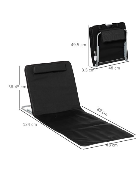 Outsunny Set of 2 Foldable Garden Beach Chair Mat, Sun Lounger Seats with Carry Bag, Black - pic 14774 | FastDaddyshop