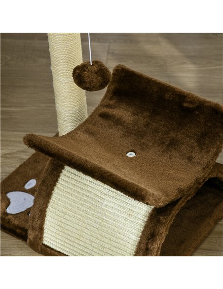 PawHut Cat Tree, Cat Tower for Kittens with Rotatable Top Bar, Sisal Scratching Post, Tunnel, Dangling Balls - Brown - pic 147744 | FastDaddyshop