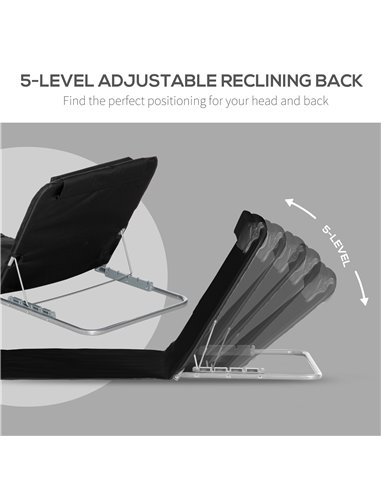 Outsunny Set of 2 Foldable Garden Beach Chair Mat, Sun Lounger Seats with Carry Bag, Black