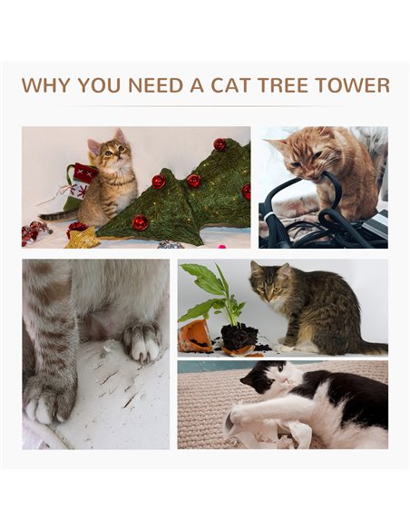 PawHut 65cm Cat Tree, Cat Tower for Kittens, Small Cat Condo with Sisal Scratching Posts, Hanging Rope, Perches - Grey - pic 147761 | FastDaddyshop