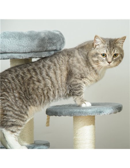 PawHut 65cm Cat Tree, Cat Tower for Kittens, Small Cat Condo with Sisal Scratching Posts, Hanging Rope, Perches - Grey - pic 147762 | FastDaddyshop