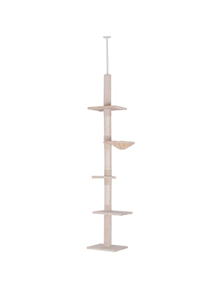 PawHut Floor to Ceiling Cat Tree for Indoor Cats 5-Tier Kitty Tower Climbing Activity Center Scratching Post Adjustable Height 2 - pic 147764 | FastDaddyshop