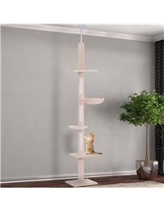 PawHut Floor to Ceiling Cat Tree for Indoor Cats 5-Tier Kitty Tower Climbing Activity Center Scratching Post Adjustable Height 2 2