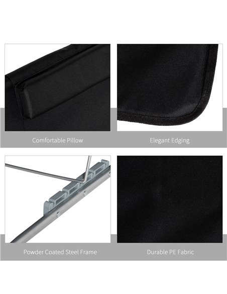 Outsunny Set of 2 Foldable Garden Beach Chair Mat, Sun Lounger Seats with Carry Bag, Black - pic 14778 | FastDaddyshop