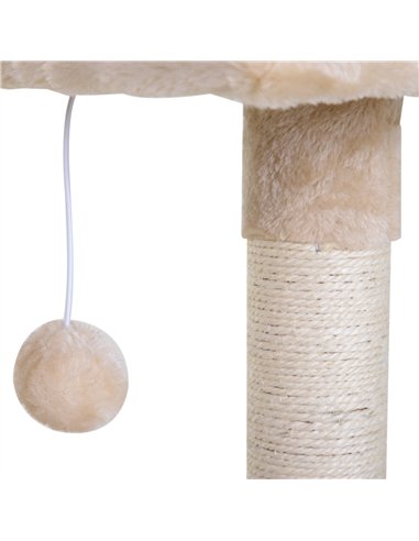 PawHut Cat Scratch Post with Bed Cat Tree for Indoor Cats Sisal Scratching Posts Hammock Kitty Activity Centre Beige