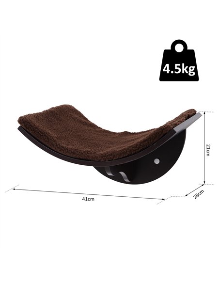 PawHut Wood Cat Shelves Wall-Mounted Shelter Curved Kitten Bed Cat Perch Climber Cat Furniture 41 x 28 x 21cm Brown - pic 147793 | FastDaddyshop