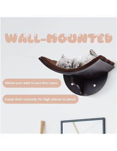 PawHut Wood Cat Shelves Wall-Mounted Shelter Curved Kitten Bed Cat Perch Climber Cat Furniture 41 x 28 x 21cm Brown