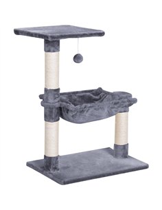 PawHut Cat Scratch Post with Bed Cat Tree for Indoor Cats Sisal Scratching Posts Hammock Kitty Activity Centre Grey