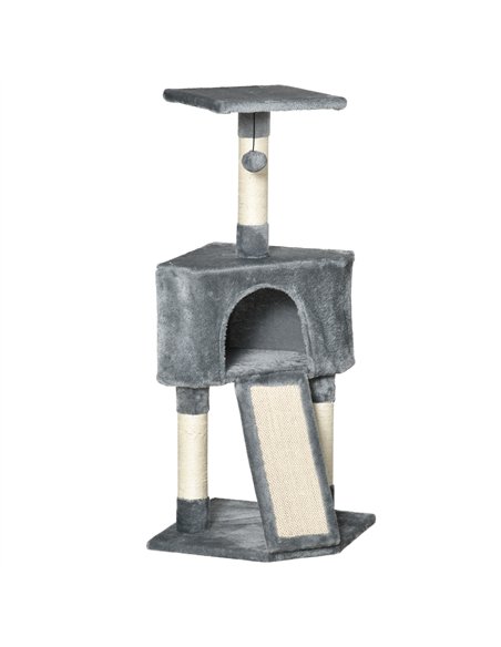 PawHut Corner Cat Tree for Indoor Cats, Kitten Tower with Scratching Post House Ladder Toy - Grey - pic 147809 | FastDaddyshop