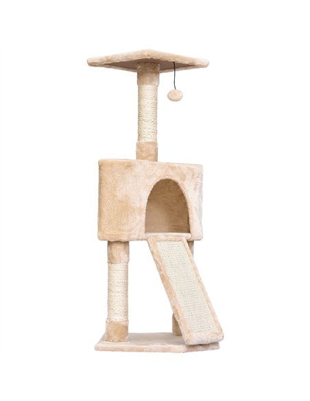 PawHut Corner Cat Tree for Indoor Cats, Kitten Tower with Scratching Post House Ladder Toy - Beige - pic 147818 | FastDaddyshop