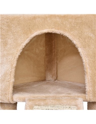 PawHut Corner Cat Tree for Indoor Cats, Kitten Tower with Scratching Post House Ladder Toy - Beige