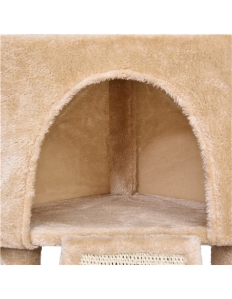 PawHut Corner Cat Tree for Indoor Cats, Kitten Tower with Scratching Post House Ladder Toy - Beige - pic 147825 | FastDaddyshop