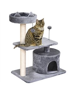 PawHut Cat Tree for Indoor Cats with Scratching Post Climbing Tower Kitty Activity Centre Condo Perch Jumping Platforms Grey 60L