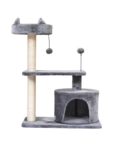 PawHut Cat Tree for Indoor Cats with Scratching Post Climbing Tower Kitty Activity Centre Condo Perch Jumping Platforms Grey 60L