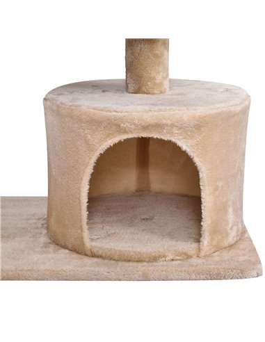PawHut Cat Tree for Indoor Cats with Scratching Post Climbing Tower Kitty Activity Centre Condo Perch Jumping Platforms Beige 60