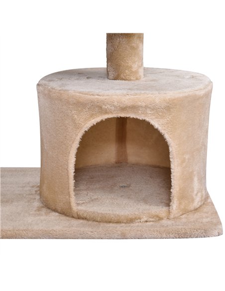 PawHut Cat Tree for Indoor Cats with Scratching Post Climbing Tower Kitty Activity Centre Condo Perch Jumping Platforms Beige 60 - pic 147843 | FastDaddyshop
