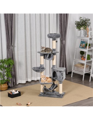 PawHut Cat Tree for Indoor Cats Condo Tower Multi-level Height 150CM  Kittens Activity Stand House with Toys & Various Scratchin