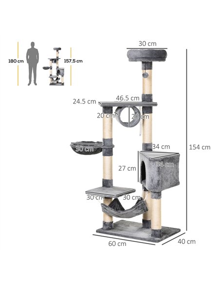 PawHut Cat Tree for Indoor Cats Condo Tower Multi-level Height 150CM  Kittens Activity Stand House with Toys & Various Scratchin - pic 147847 | FastDaddyshop
