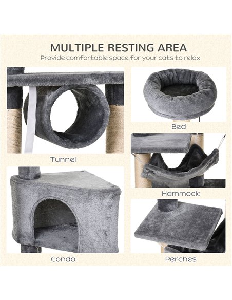 PawHut Cat Tree for Indoor Cats Condo Tower Multi-level Height 150CM  Kittens Activity Stand House with Toys & Various Scratchin - pic 147848 | FastDaddyshop