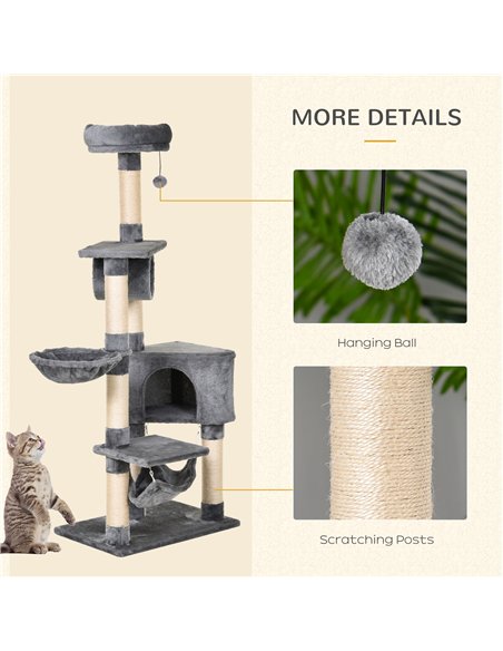PawHut Cat Tree for Indoor Cats Condo Tower Multi-level Height 150CM  Kittens Activity Stand House with Toys & Various Scratchin - pic 147849 | FastDaddyshop