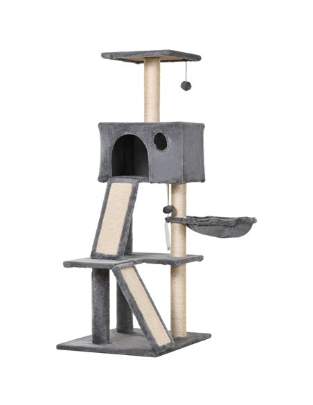 PawHut 130cm Cat Tree for Indoor Cats Activity Center with Condo Scratching Post Ladders Kitty Climbing Tower Relaxing Playing - pic 147854 | FastDaddyshop