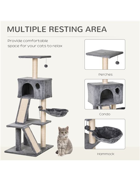 PawHut 130cm Cat Tree for Indoor Cats Activity Center with Condo Scratching Post Ladders Kitty Climbing Tower Relaxing Playing - pic 147857 | FastDaddyshop