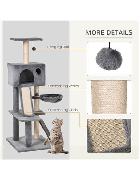 PawHut 130cm Cat Tree for Indoor Cats Activity Center with Condo Scratching Post Ladders Kitty Climbing Tower Relaxing Playing - pic 147858 | FastDaddyshop