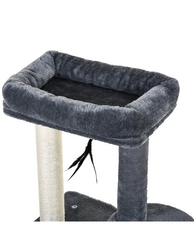PawHut 100cm Cat Tree for Indoor Cats, Cat Tower Condo for Kittens with Cat House Sisal Scratching Posts, Hanging Ball Toys, Per
