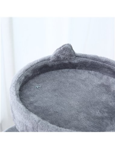 PawHut 104 cm Cat Tree, Cat Condo Tree Tower, Cat Activity Centre with Scratching Posts, Plush Perch, Hanging Ball - Grey