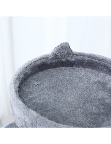 PawHut 104 cm Cat Tree, Cat Condo Tree Tower, Cat Activity Centre with Scratching Posts, Plush Perch, Hanging Ball - Grey - pic 147888 | FastDaddyshop