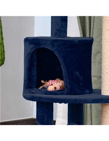 PawHut 104 cm Cat Tree, Cat Condo Tree Tower, Cat Activity Centre with Scratching Posts, Plush Perches, Hanging Ball - Blue - pic 147897 | FastDaddyshop